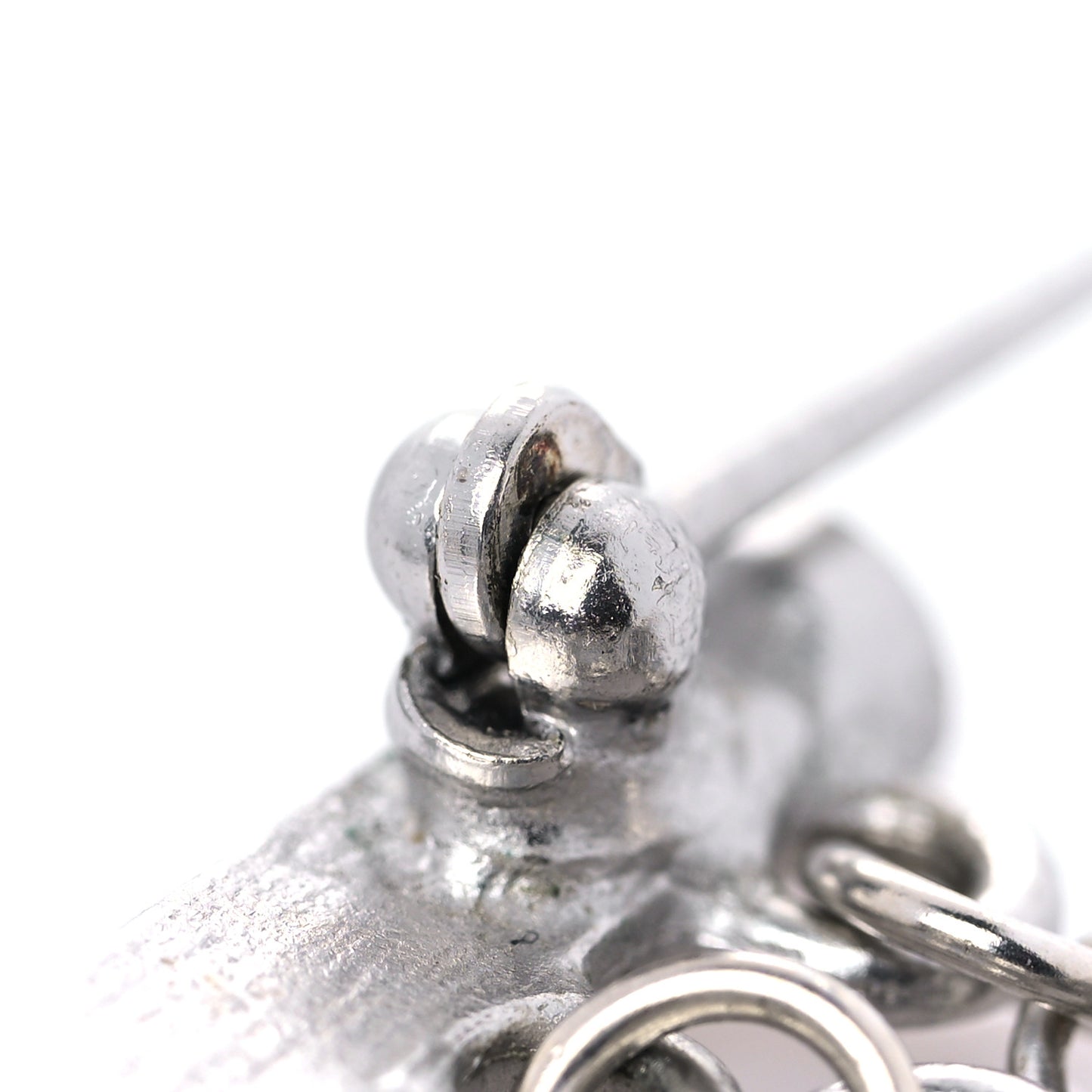 Crystal Chain Logo Brooch Silver