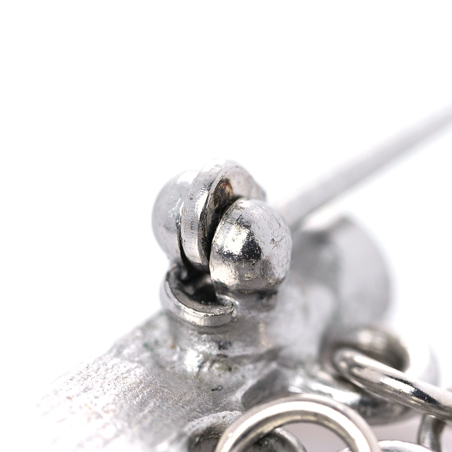 Chanel Crystal Chain Logo Brooch Silver 5 of 5