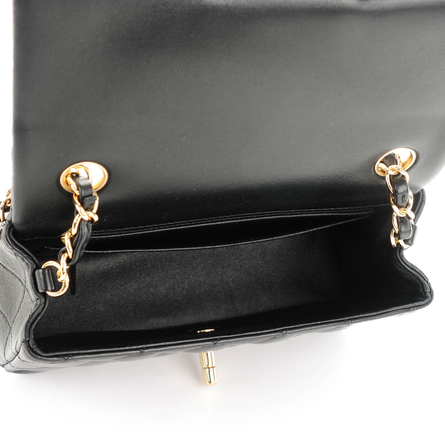Lambskin Quilted Mini Rectangular Flap Black