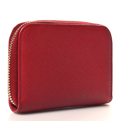 Prada Saffiano Metal Zip Coin Purse Fuoco 3 of 6