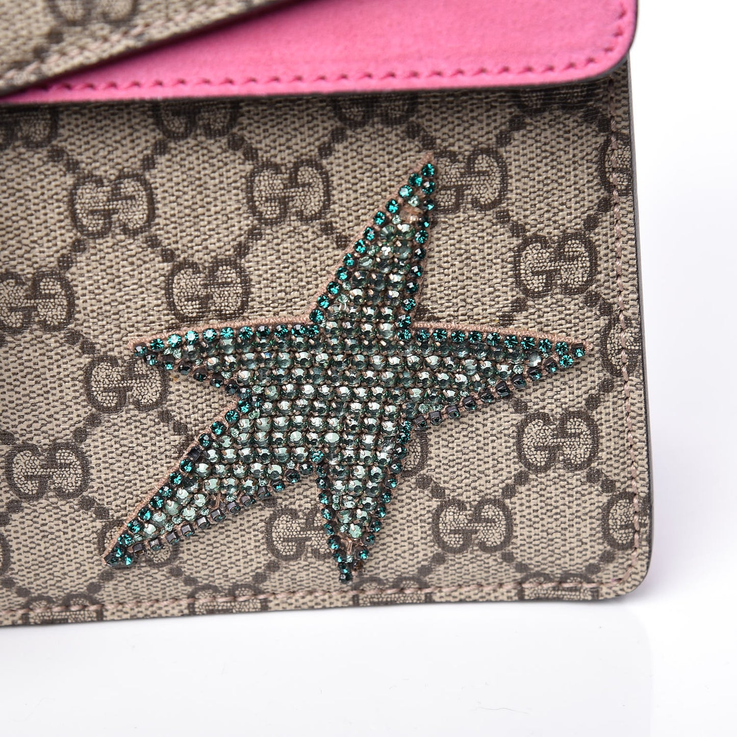 GG Supreme Monogram Suede Pierced Heart Embroidered Medium Dionysus Shoulder Bag Beige Ebony Pink Tropical Flower