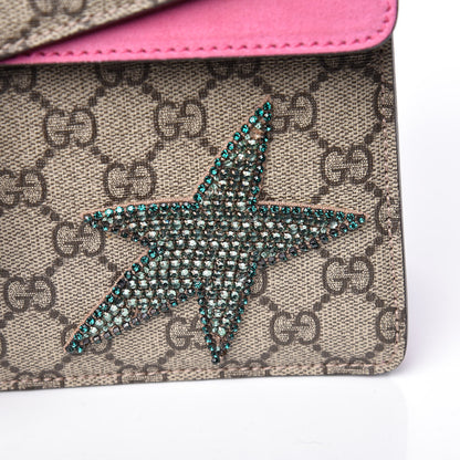 Gucci GG Supreme Monogram Suede Pierced Heart Embroidered Medium Dionysus Shoulder Bag Beige Ebony Pink Tropical Flower 11 of 19