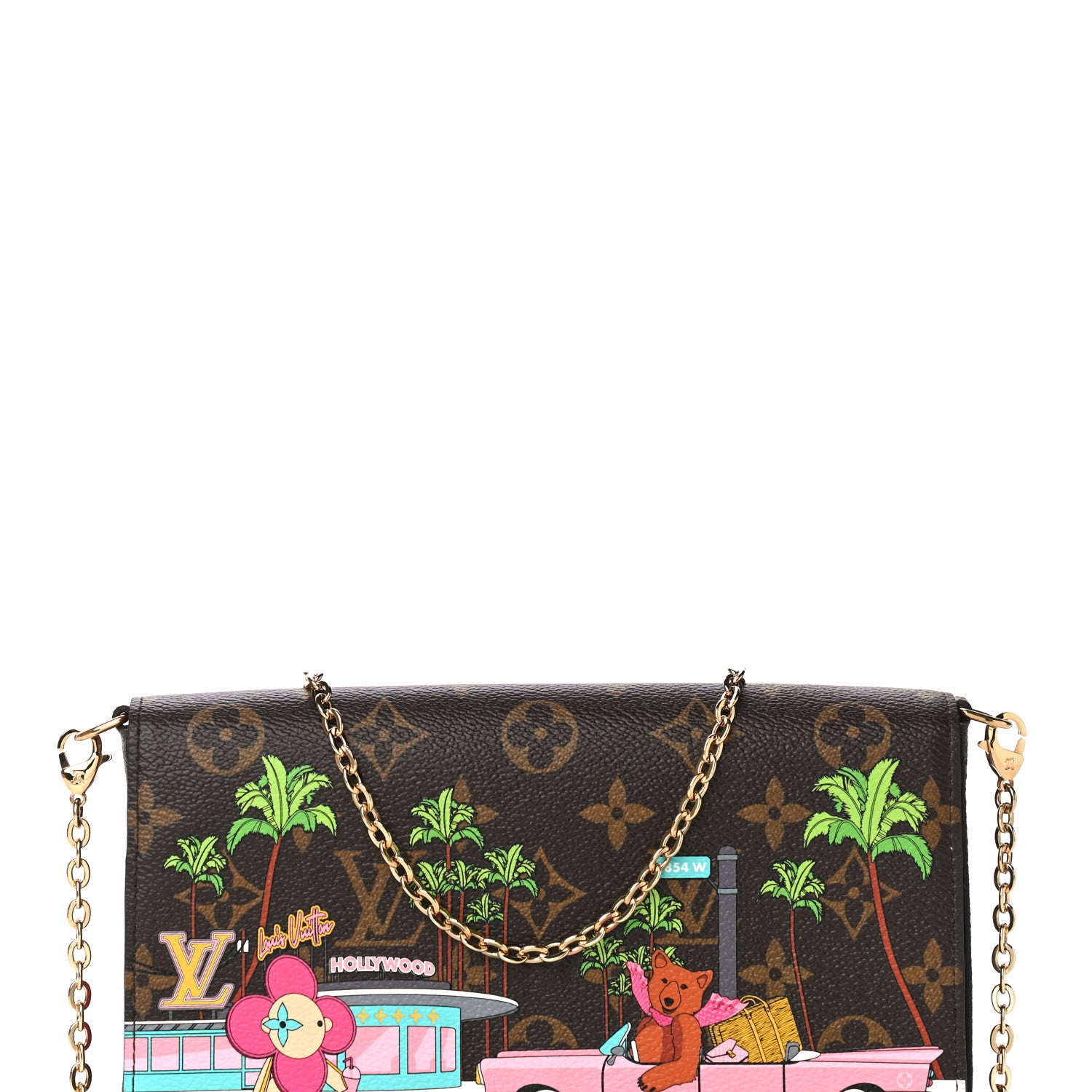 Louis Vuitton Monogram 2021 Christmas Animation Hollywood Pochette Felicie Chain Wallet Fuchsia 9 of 17