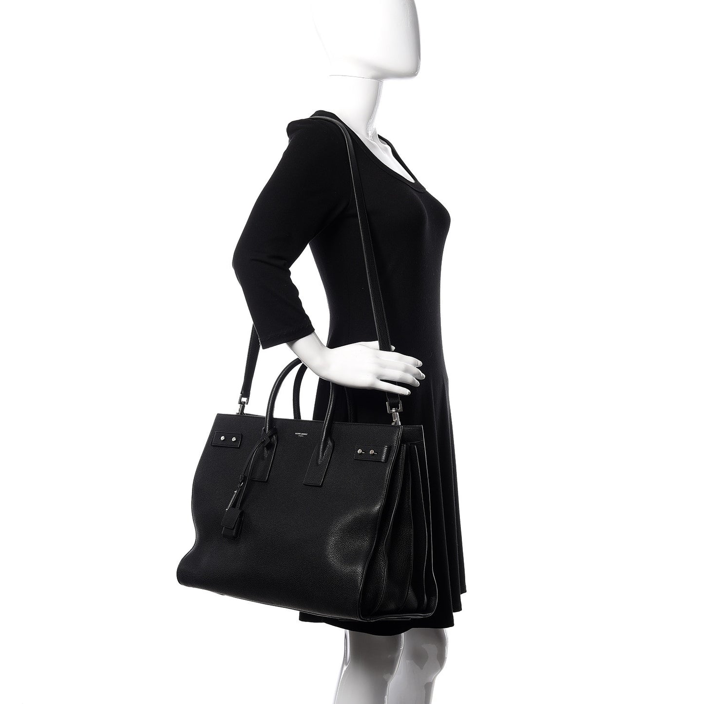 Grained Calfskin Large Souple Sac De Jour Black