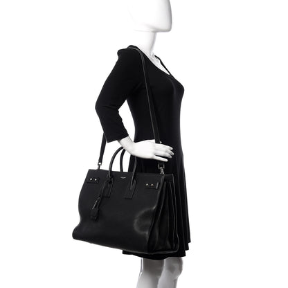 Saint Laurent Grained Calfskin Large Souple Sac De Jour Black 2 of 12