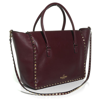 Valentino Garavani Vitello Large Rockstud Flap Double Handle Satchel Cremisi 3 of 9