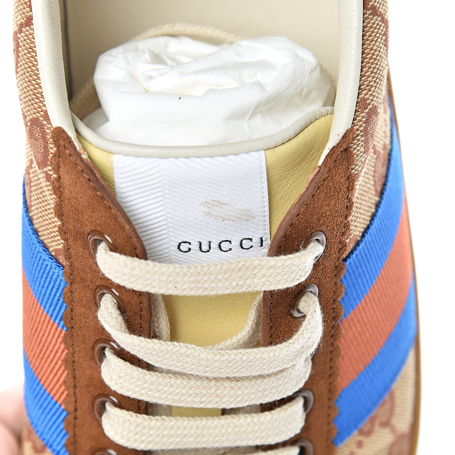 GG Monogram Suede Web Mens G74 Sneakers 9.5 Beige Ruggine Cuir
