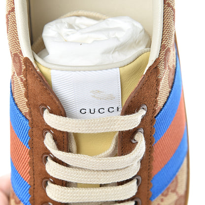 Gucci GG Monogram Suede Web Mens G74 Sneakers 9.5 Beige Ruggine Cuir 9 of 10