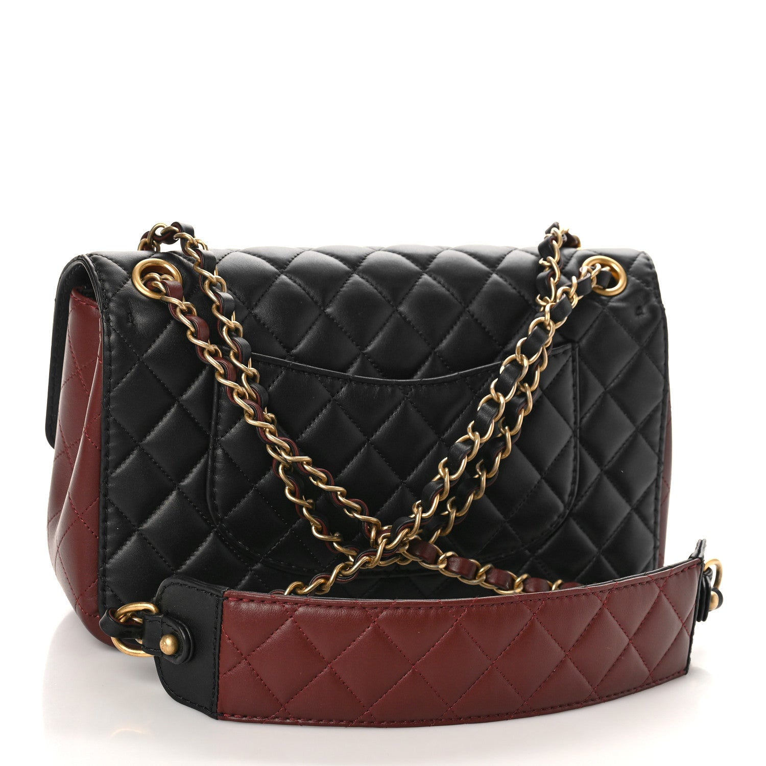 Chanel Calfskin Quilted Strap Into Flap Bag Black Brown 3 of 12