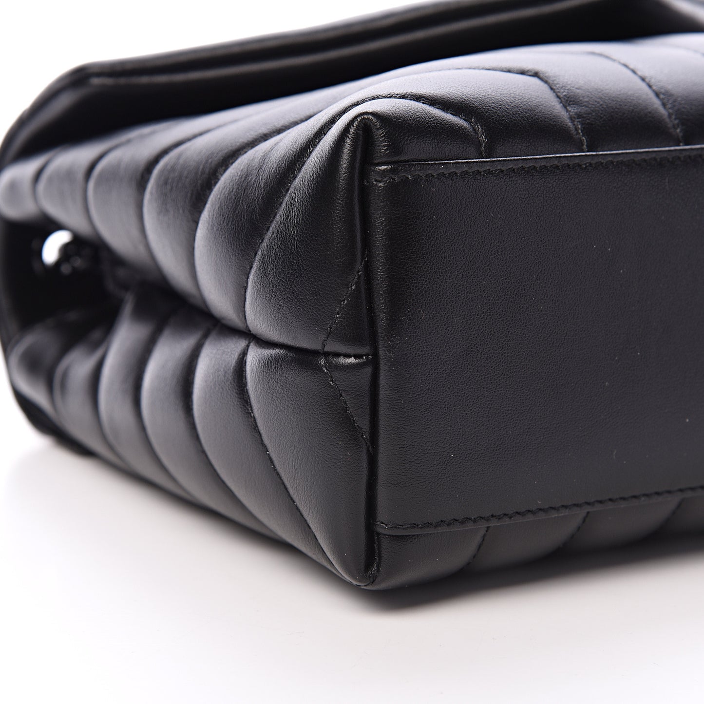 Calfskin Y Quilted Monogram Small Loulou Chain Satchel Black