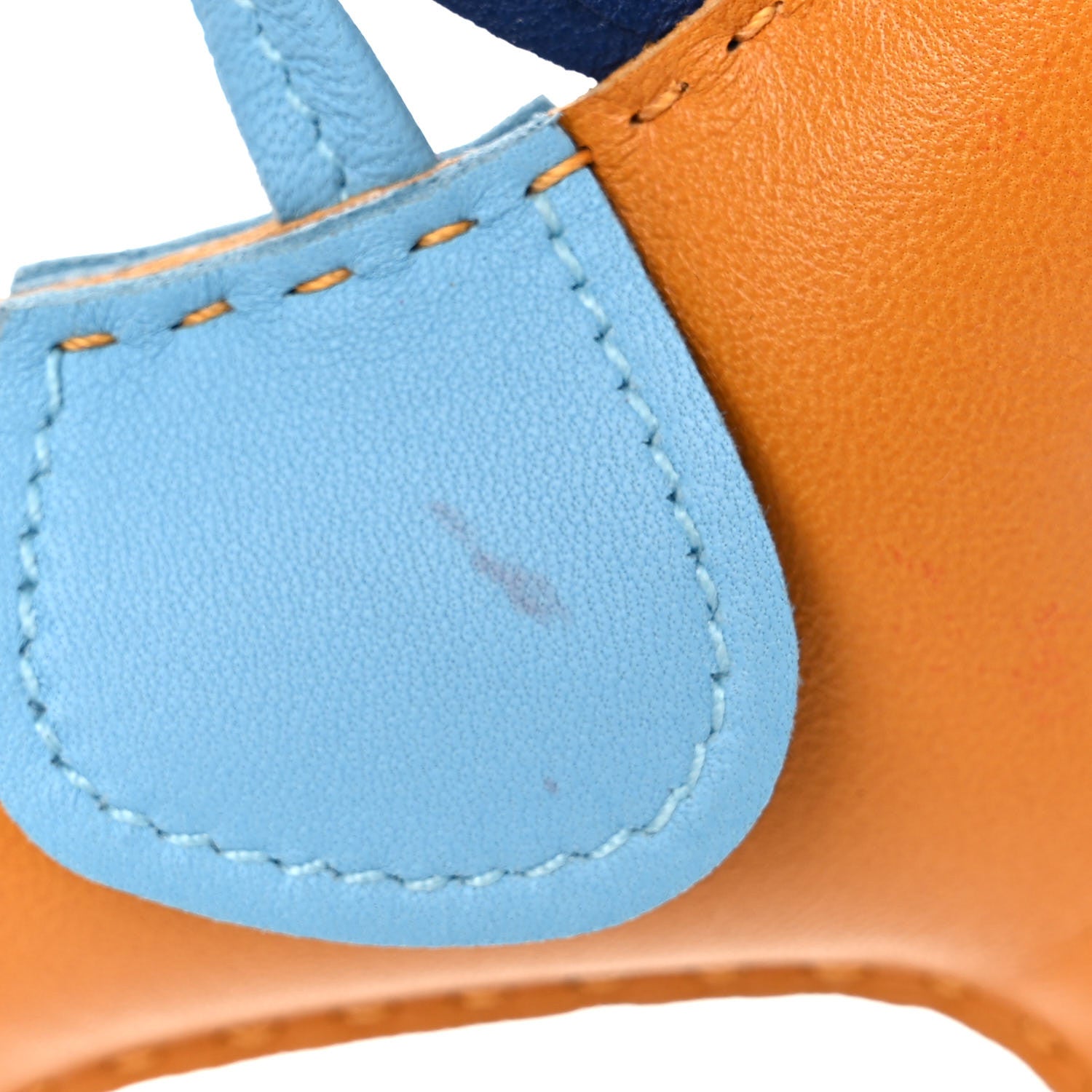 Hermes Milo Lambskin Grigri Rodeo Horse Bag Charm MM Naturel Bouton D'Or Celeste Bleu Saphir 4 of 6