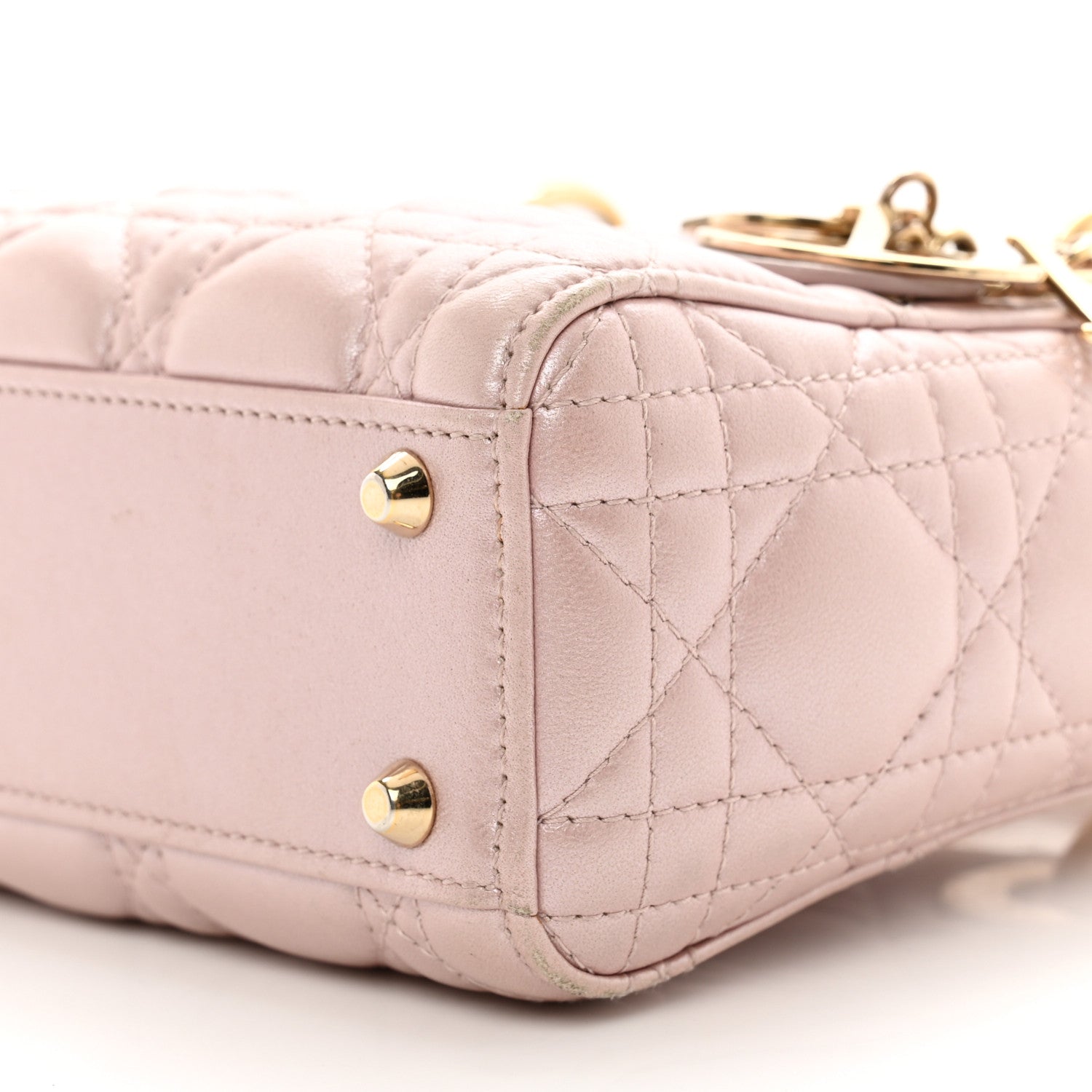 Christian Dior Metallic Lambskin Cannage Mini Lady Dior Lotus 8 of 12