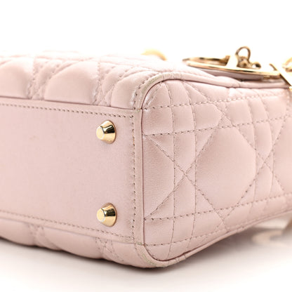 Christian Dior Metallic Lambskin Cannage Mini Lady Dior Lotus 8 of 12