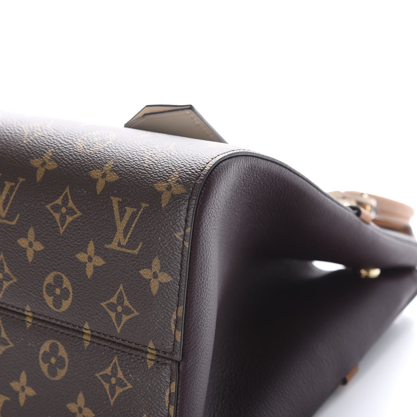 Calfskin Monogram Fold Tote MM Black Wine Cream