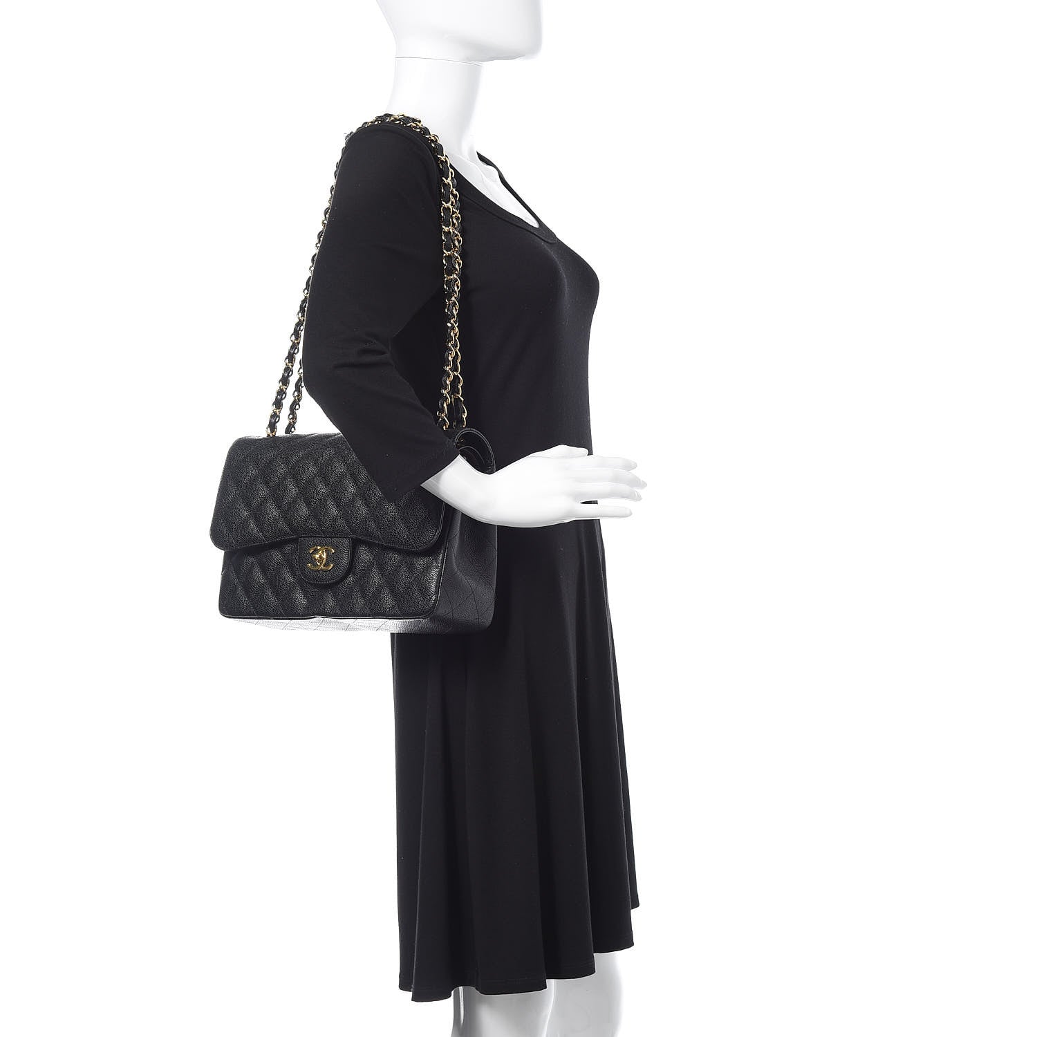Chanel Caviar Quilted Jumbo Double Flap Black 2 of 11
