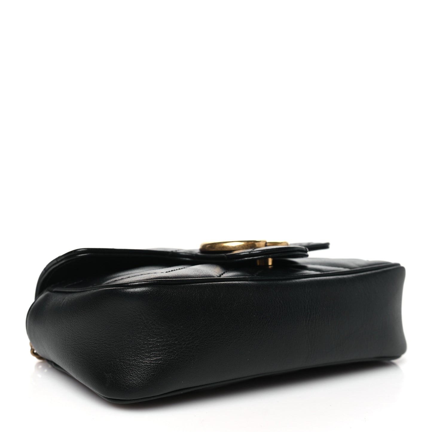 Calfskin Matelasse Super Mini GG Marmont Shoulder Bag Black