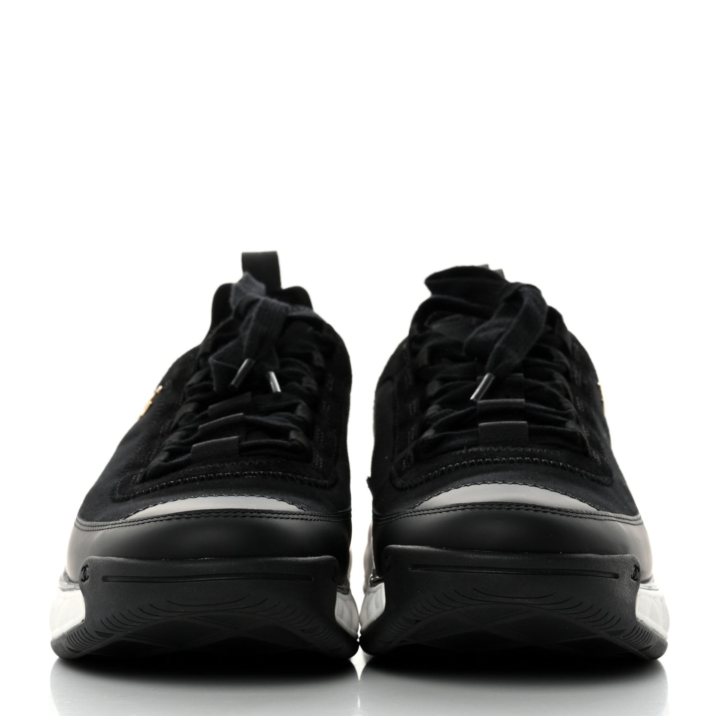 Velvet Calfskin Mixed Fibers CC Sneakers 40.5 Black