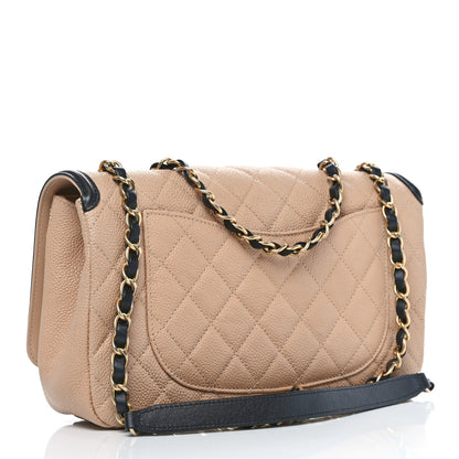 Chanel Caviar Quilted Medium CC Filigree Flap Beige Black 3 of 10