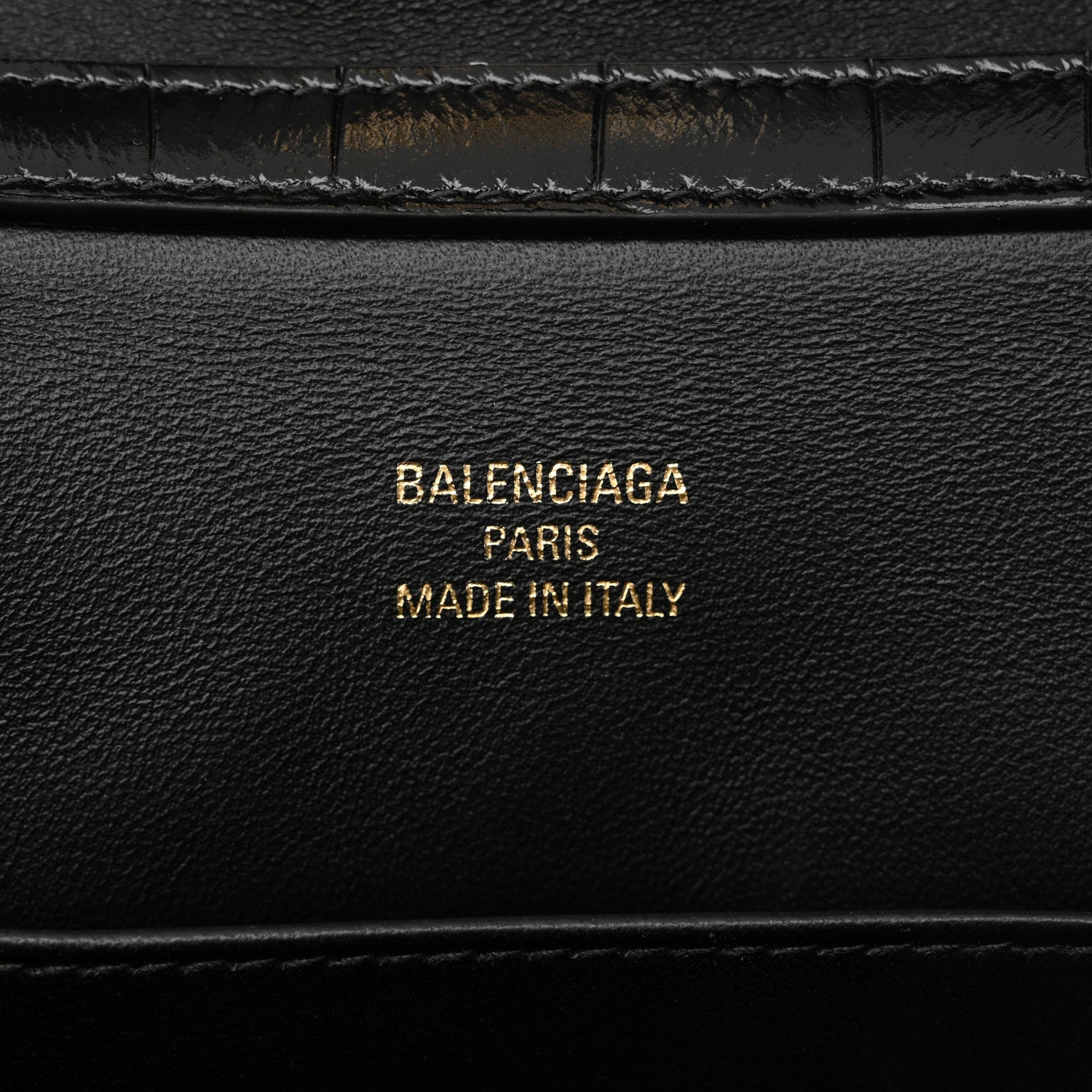 Balenciaga Shiny Calfskin Crocodile Embossed Mini Rodeo Top Handle Handbag Black 6 of 11
