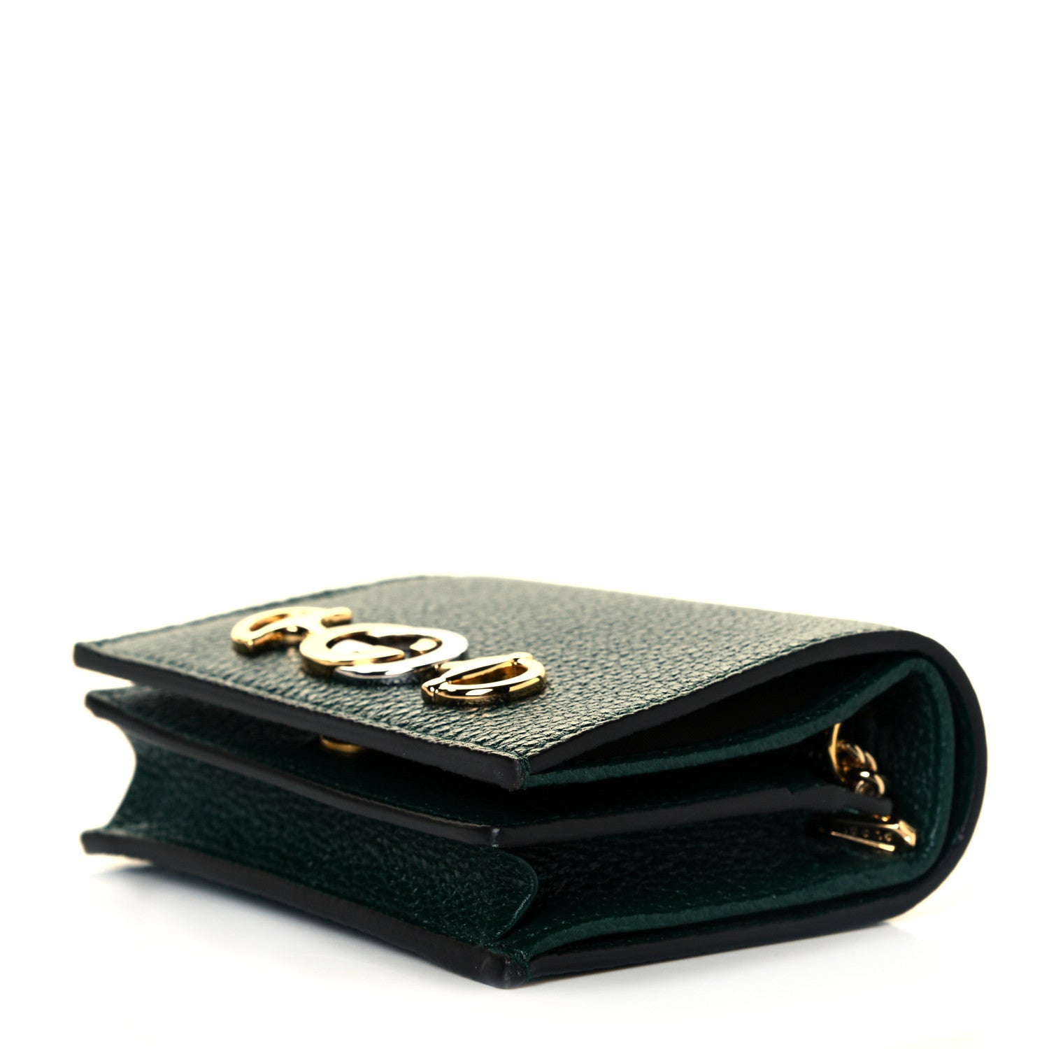 Gucci Grainy Calfskin Zumi Chain Card Case Wallet Vintage Green 6 of 8