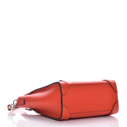 Celine Drummed Calfskin Nano Luggage Vermillion 5 of 14