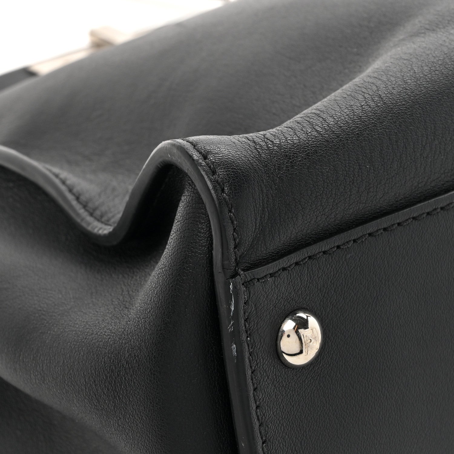 Fendi Vitello Dolce Marmol Patent Crocodile Trapuntata Large Peekaboo Iconic Satchel Black Fumo 14 of 15