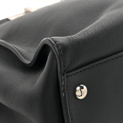 Fendi Vitello Dolce Marmol Patent Crocodile Trapuntata Large Peekaboo Iconic Satchel Black Fumo 14 of 15