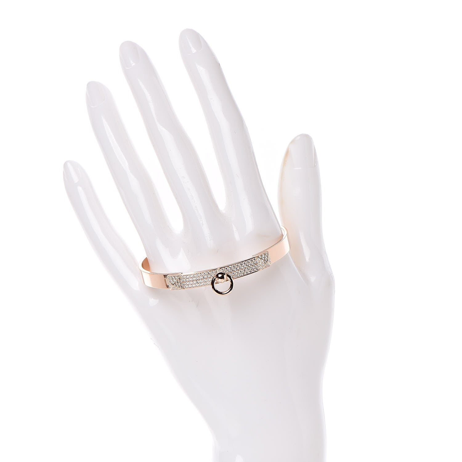 Hermes 18K Rose Gold Diamond PM Collier De Chien Pave Bracelet SH 2 of 5