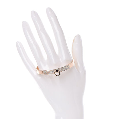 Hermes 18K Rose Gold Diamond PM Collier De Chien Pave Bracelet SH 2 of 5