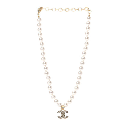 Chanel Pearl Crystal CC Short Necklace Gold 2 of 3