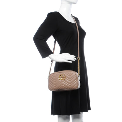 Gucci Calfskin Matelasse Small GG Marmont Chain Shoulder Bag Porcelain Rose 2 of 7