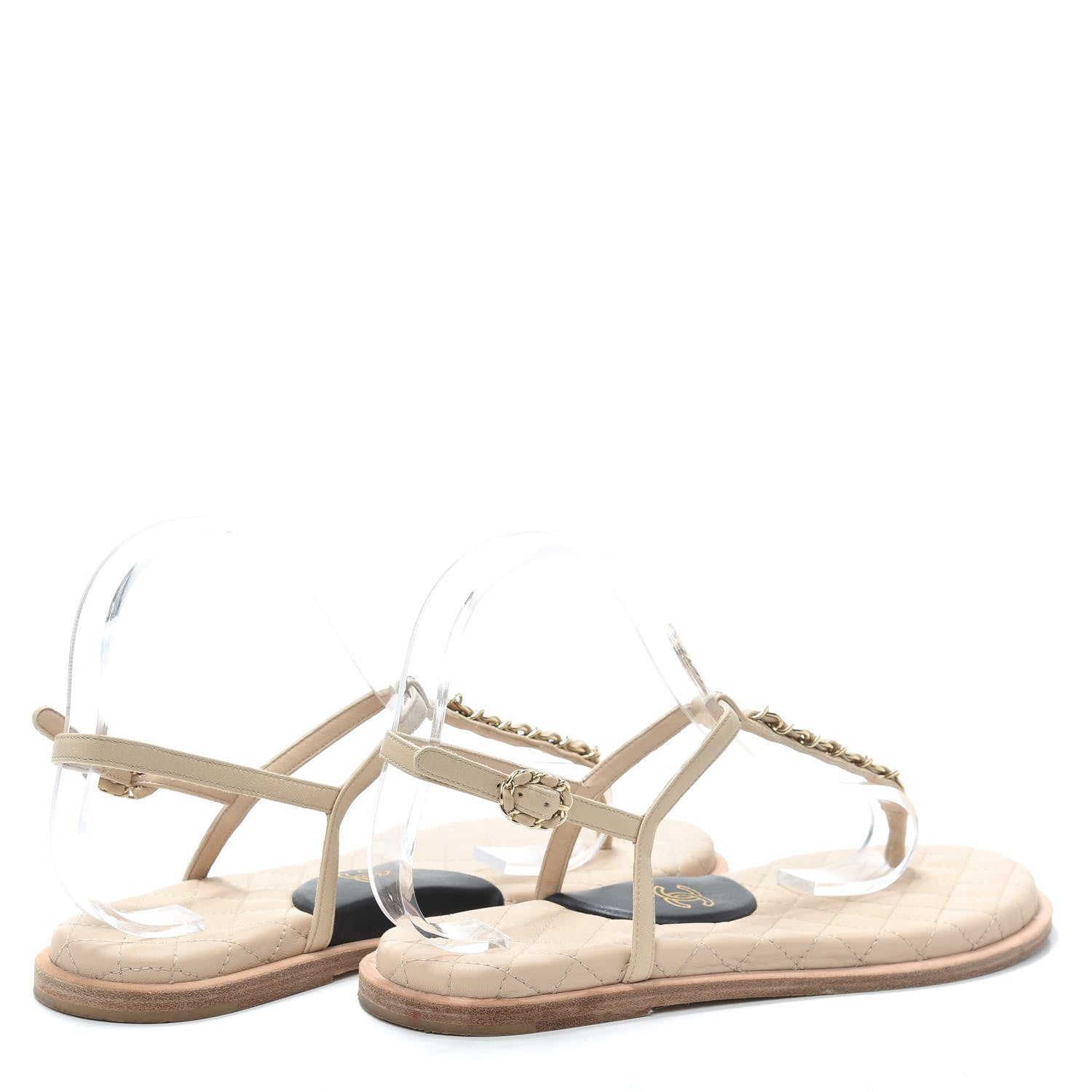 Chanel Lambskin CC Chain Thong Sandals 39 Beige 4 of 6