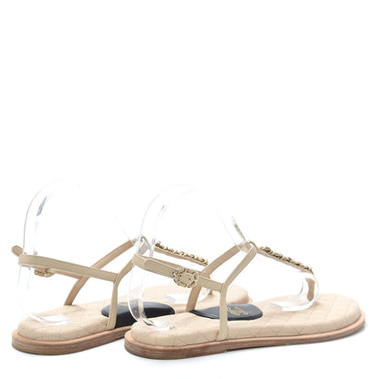 Chanel Lambskin CC Chain Thong Sandals 39 Beige 4 of 6