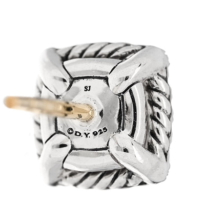 David Yurman Sterling Silver Diamond Prasiolite Petite Chatelaine Pave Bezel Stud Earrings 4 of 4