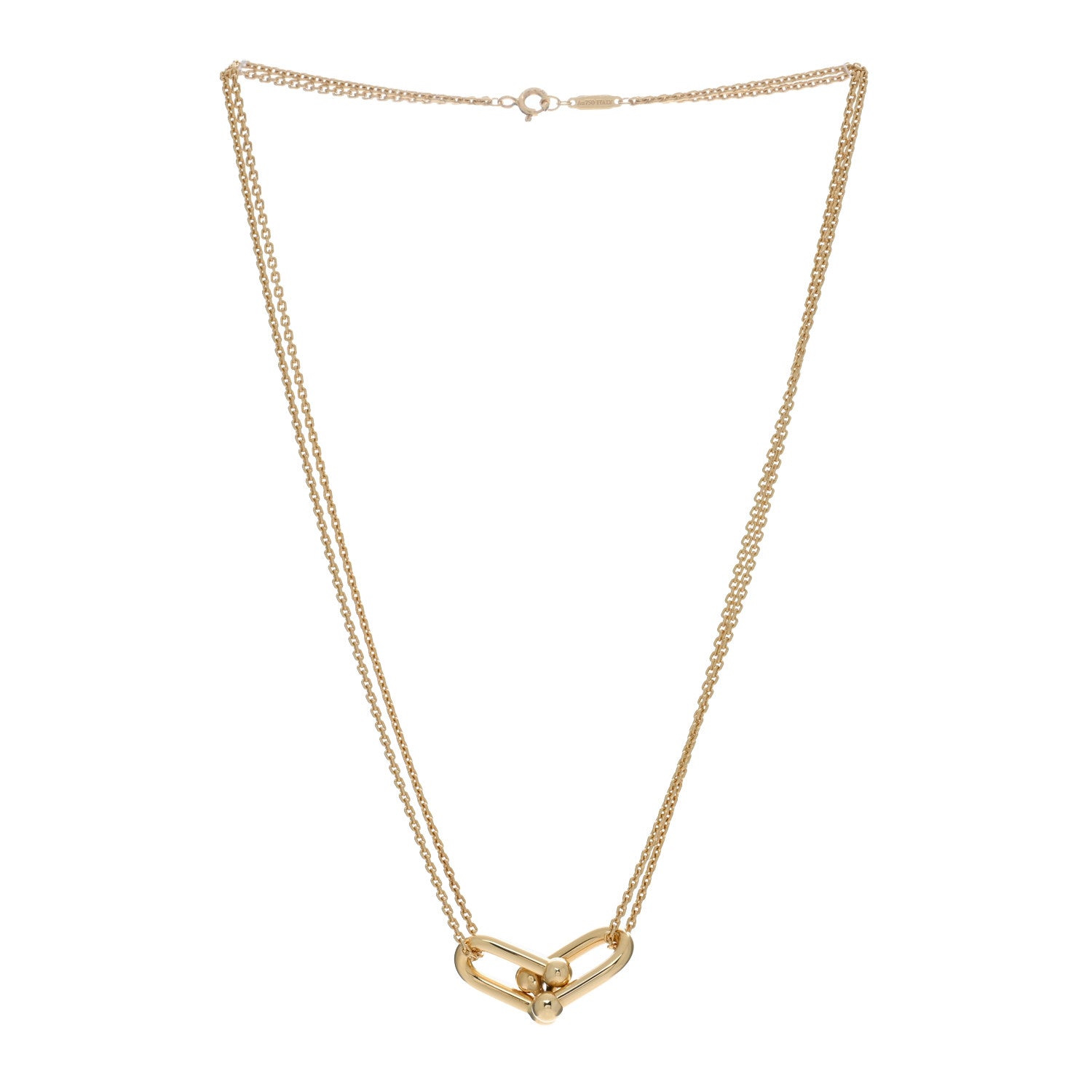 Tiffany 18K Yellow Gold HardWear Double Link Pendant Necklace 3 of 4