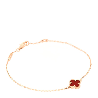 Van Cleef & Arpels 18K Rose Gold Carnelian Sweet Alhambra Bracelet 1 of 6