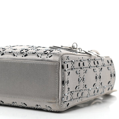 Christian Dior Satin Crystal Cannage Mini Lady Dior Gray 10 of 12