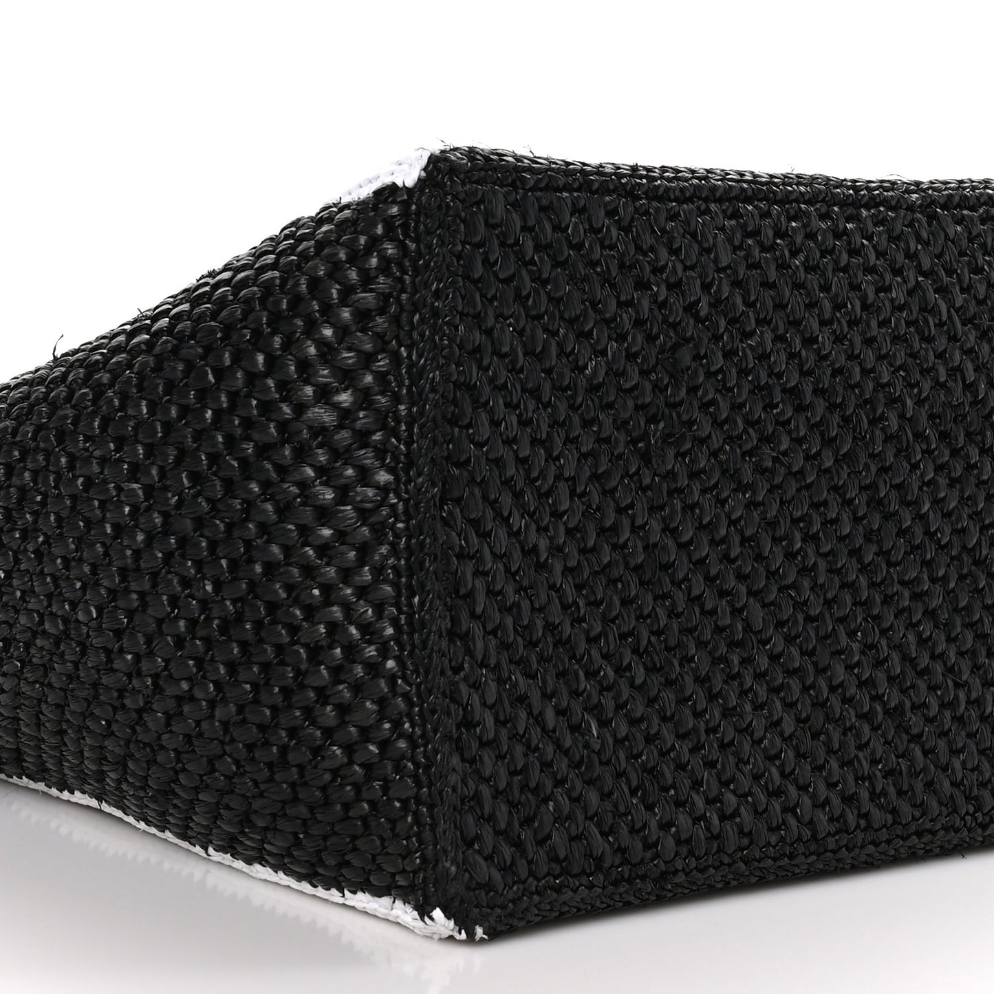 Raffia Large Paula's Ibiza Logo Tote Black White