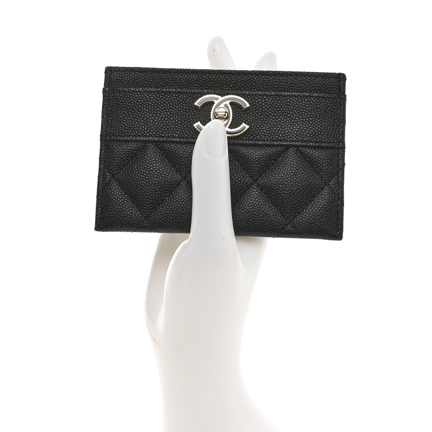 Caviar Quilted Vintage Mademoiselle Card Holder Black