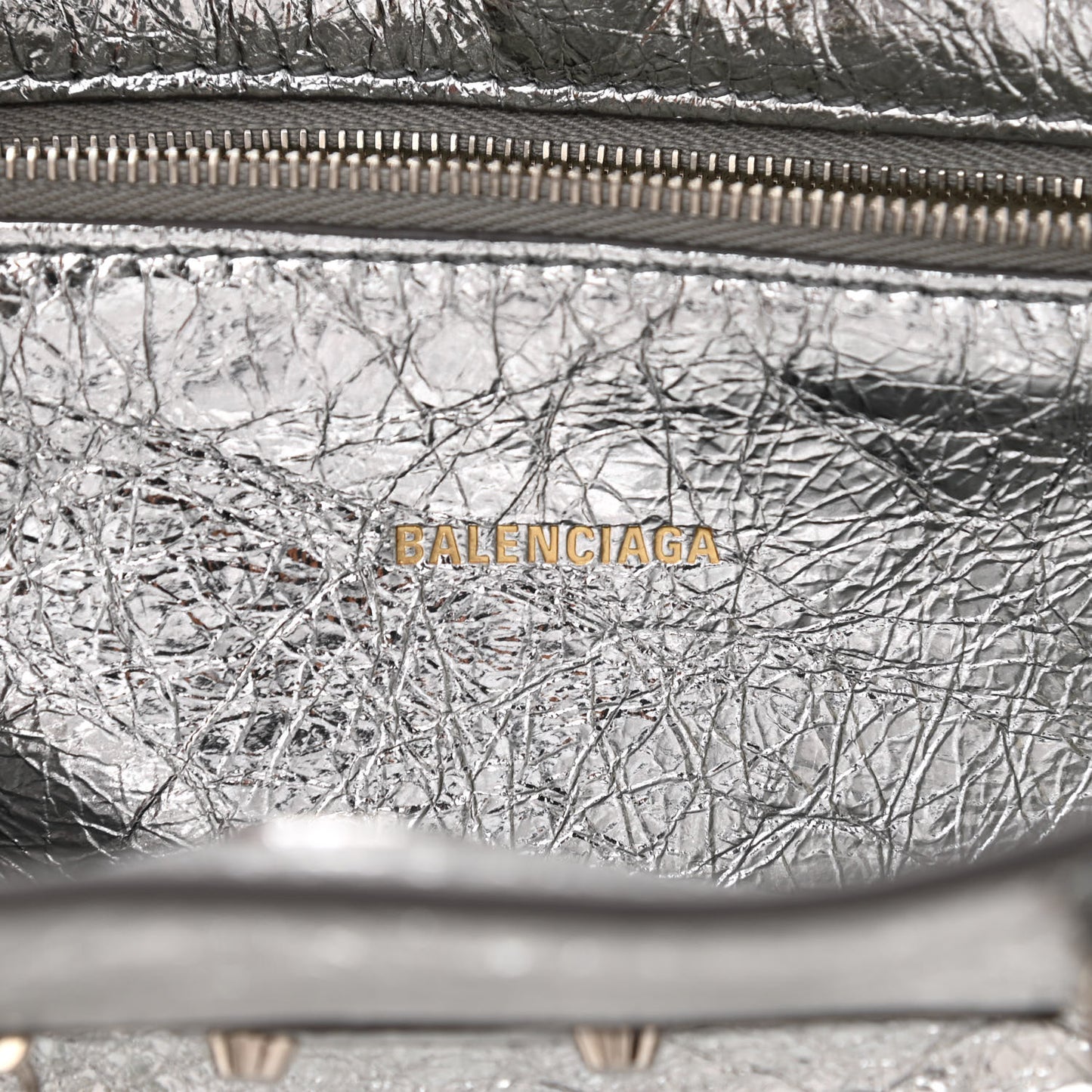 Metallic Calfskin Papier Mini A4 Tote Silver