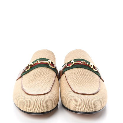 Gucci Canvas Vintage Charlotte Web Princetown Slippers 39.5 Sand Cuir 2 of 7