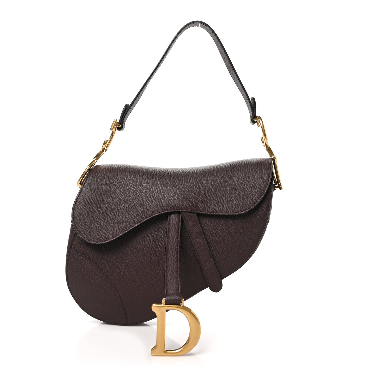 Grained Calfskin Saddle Bag  Burgundy