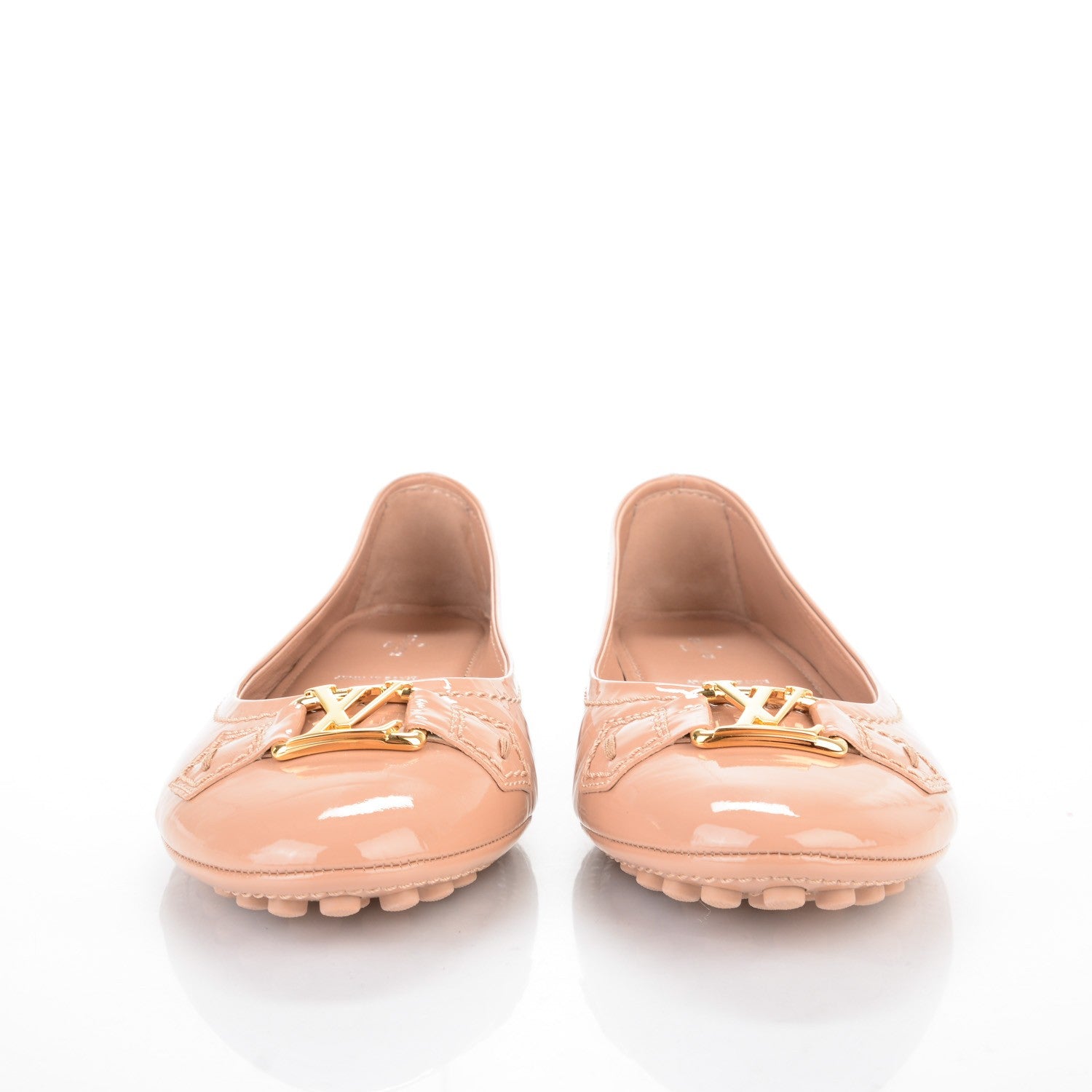 Louis Vuitton Patent Calfskin Oxford Ballerina Flats 38.5 Beige 2 of 7