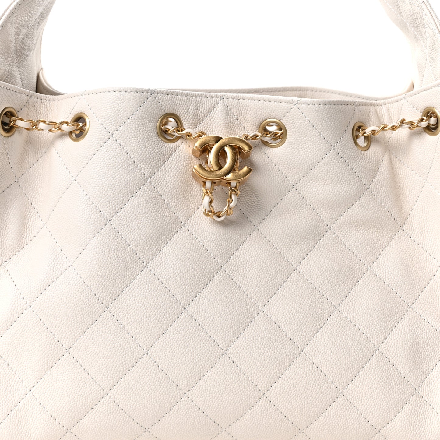 Caviar Quilted Small Chanel 25 Handbag White
