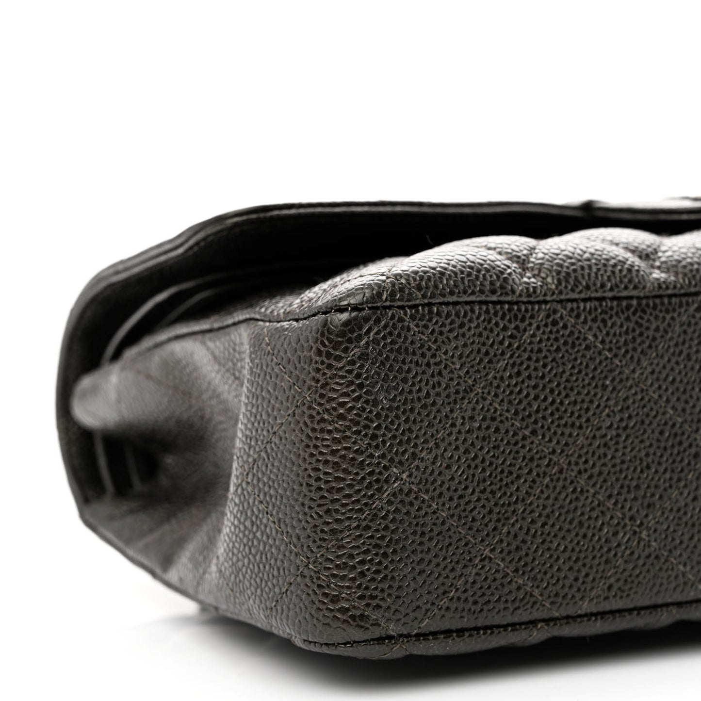 Metallic Caviar Quilted Medium Double Flap Dark Charcoal