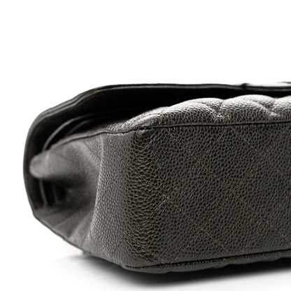 Chanel Metallic Caviar Quilted Medium Double Flap Dark Charcoal 9 of 11