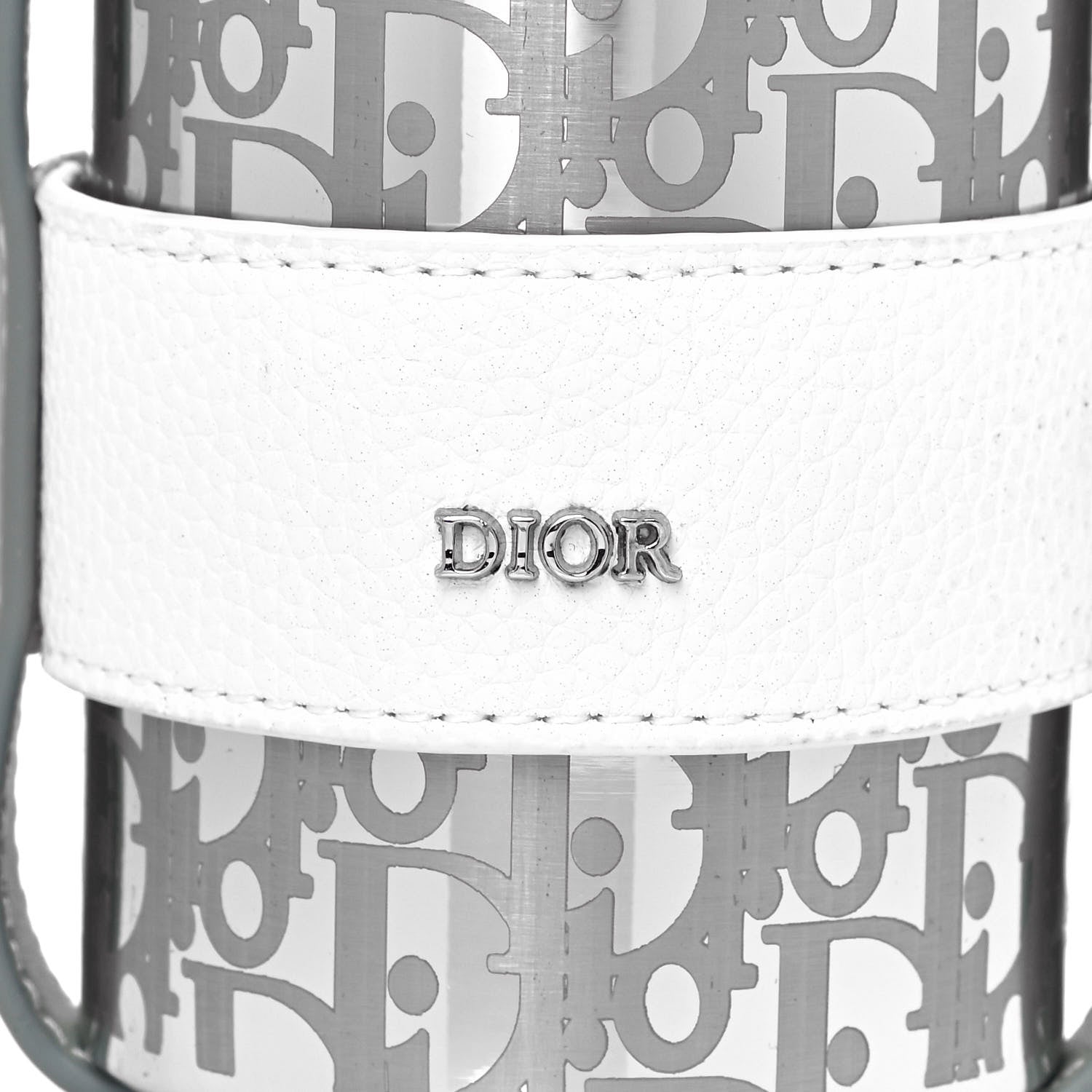 Christian Dior Oblique Stainless Steel Grained Calfskin Aqua Bottle With Shoulder Strap Off White 5 of 9