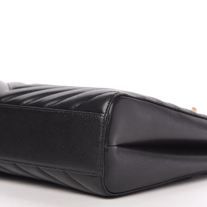 Saint Laurent Grain De Poudre Matelasse Chevron Medium Tribeca Shopping Bag Black 8 of 11