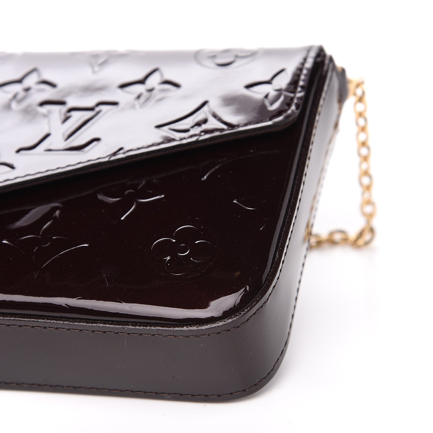 Louis Vuitton Vernis Pochette Felicie Chain Wallet Amarante 8 of 10