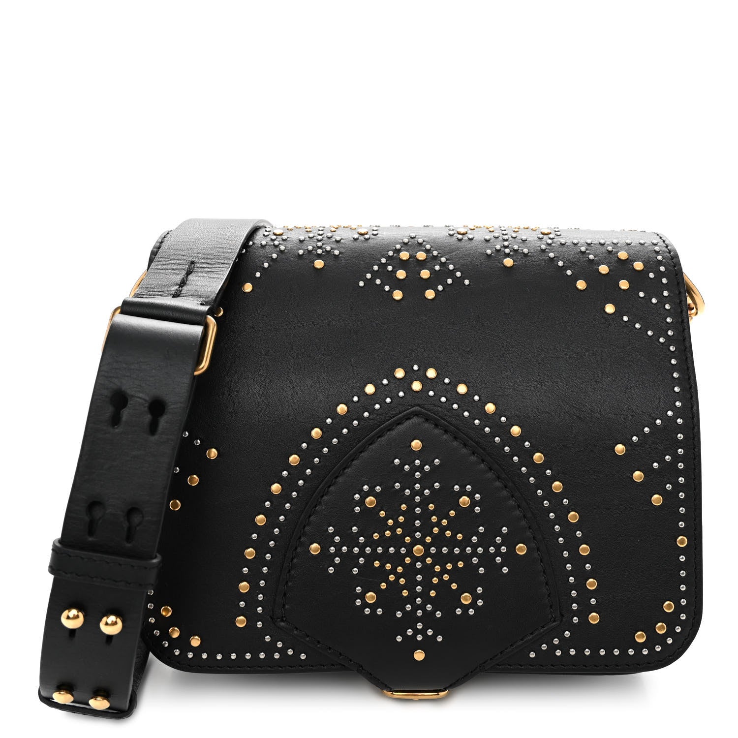 Burberry Calfskin Studded Square Satchel Black 1 of 9